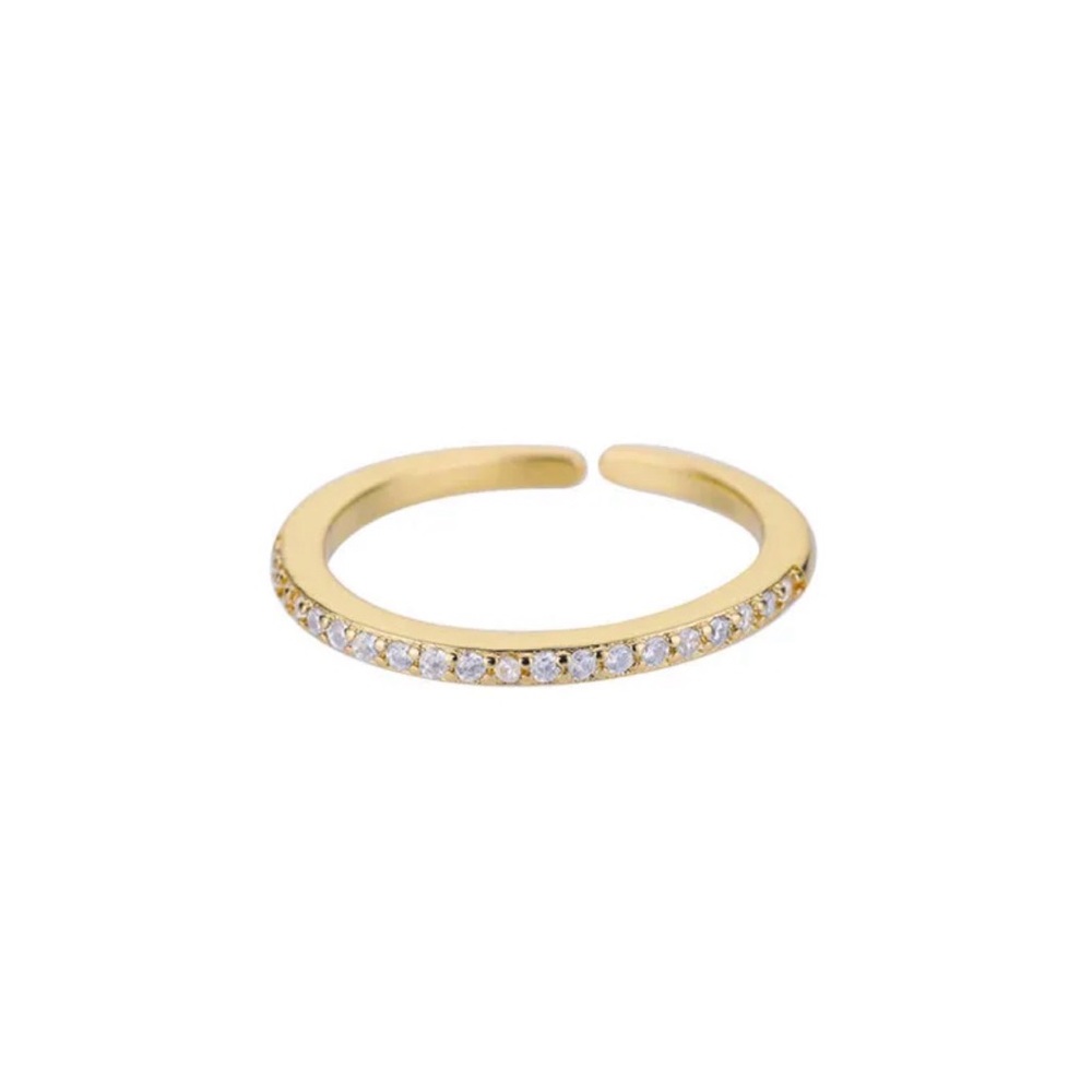 Gold PVD Adjustable Pavé Ring | Clear Stone Stackable Band